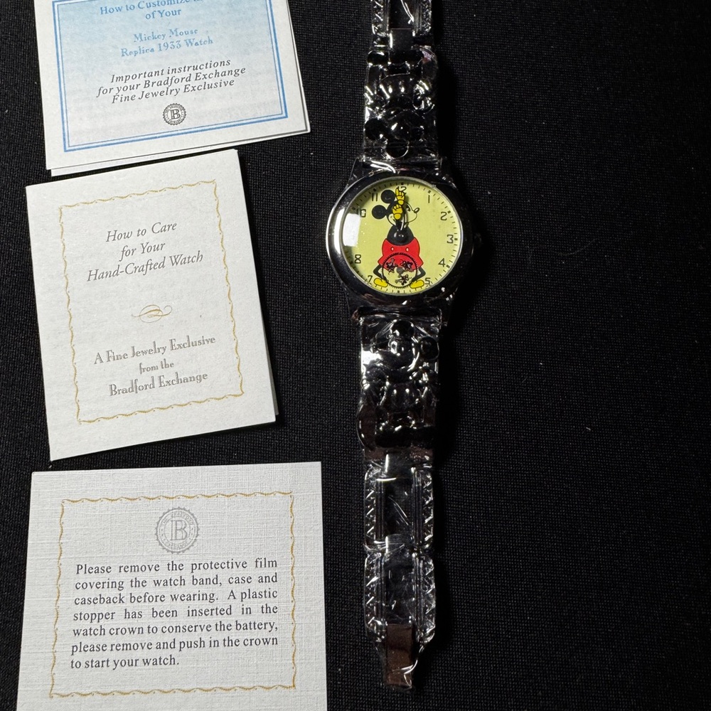 The Bradford Exchange Mickey Mouse Watch - Black and Silver. 1990